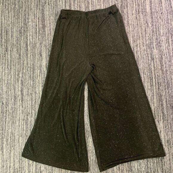 Womens Sz‎ Large Pull On Wide Leg Pants Holiday Olive Green All Over Sparkle USA - Picture 6 of 6